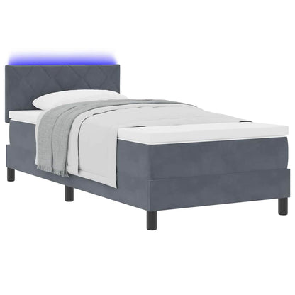 Letto a Sorgente LED Grigio scuro 90 x 200 cm Velluto | homemem39