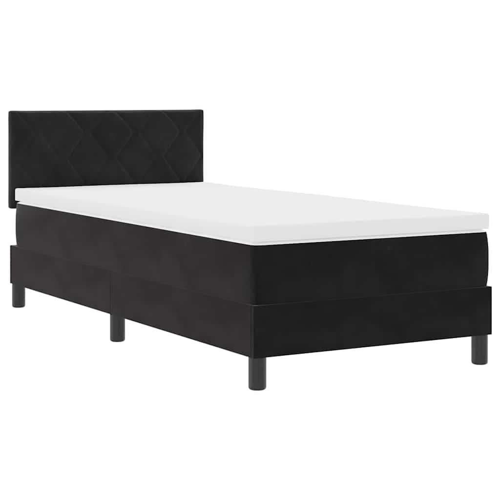 Letto a Sorgente LED con materasso Nero 90 x 200 cm Velluto | homemem39