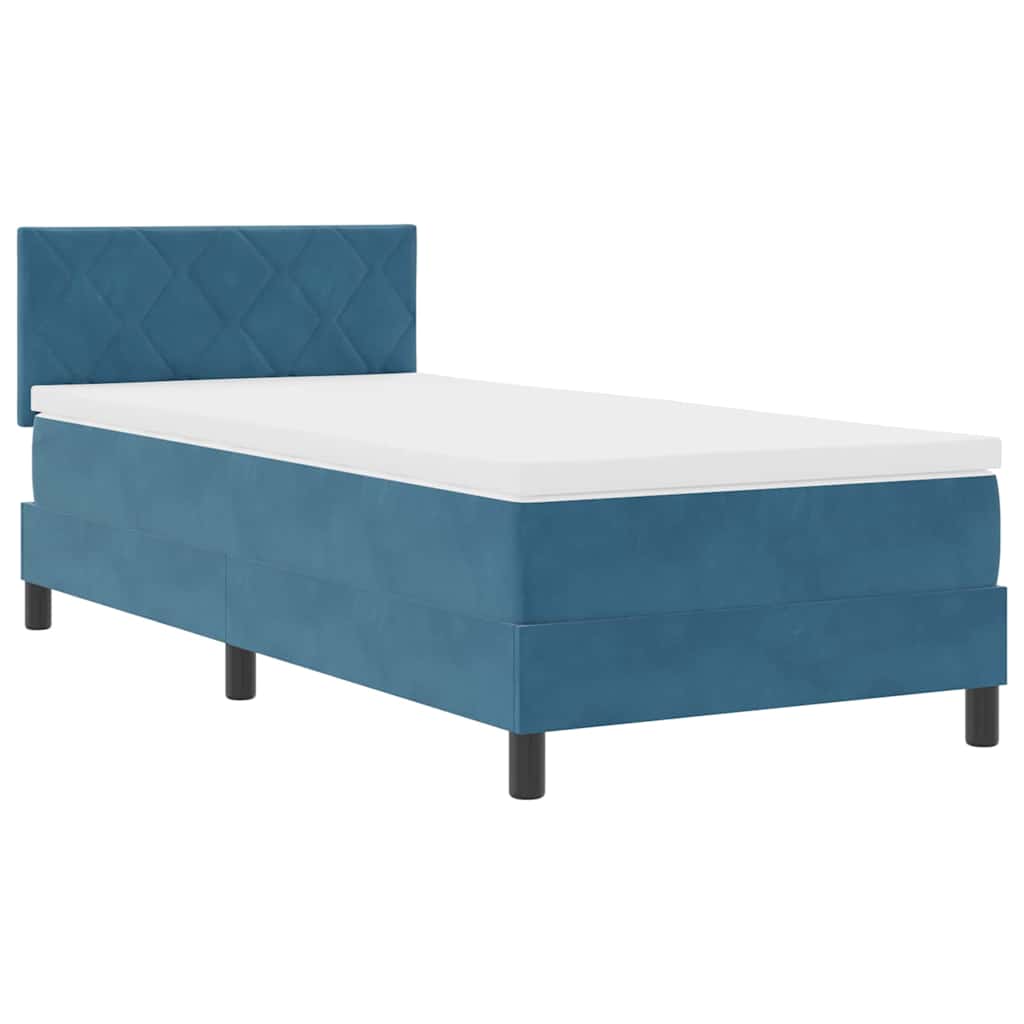Letto a Sorgente LED con testiera Blu Scuro 90 x 200 cm Velluto