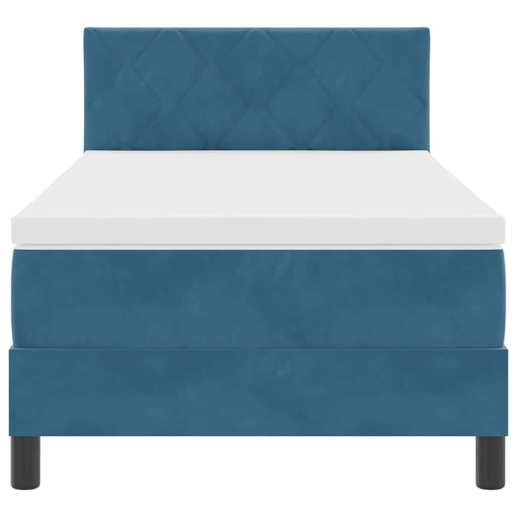 Letto a Sorgente LED con testiera Blu Scuro 90 x 200 cm Velluto | homemem39