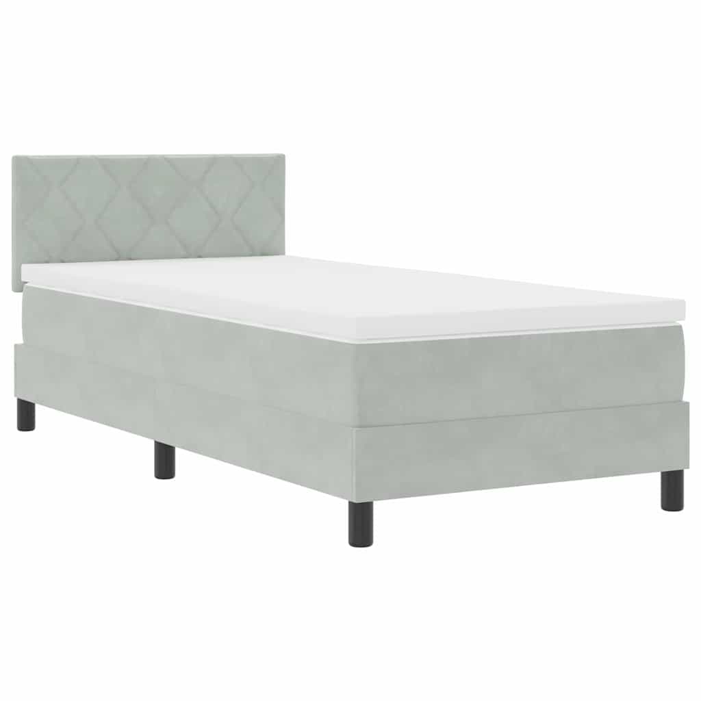 Letto a Sorgente LED Grigio chiaro 100 x 200 cm Velluto | homemem39