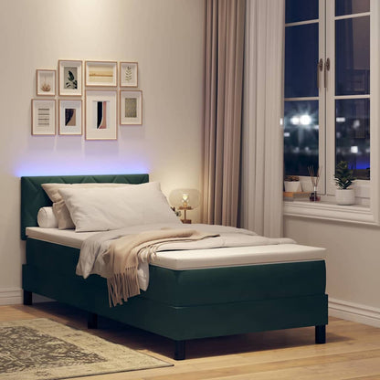Letto a Sorgente LED Verde Scuro 100 x 200 cm Velluto | homemem39