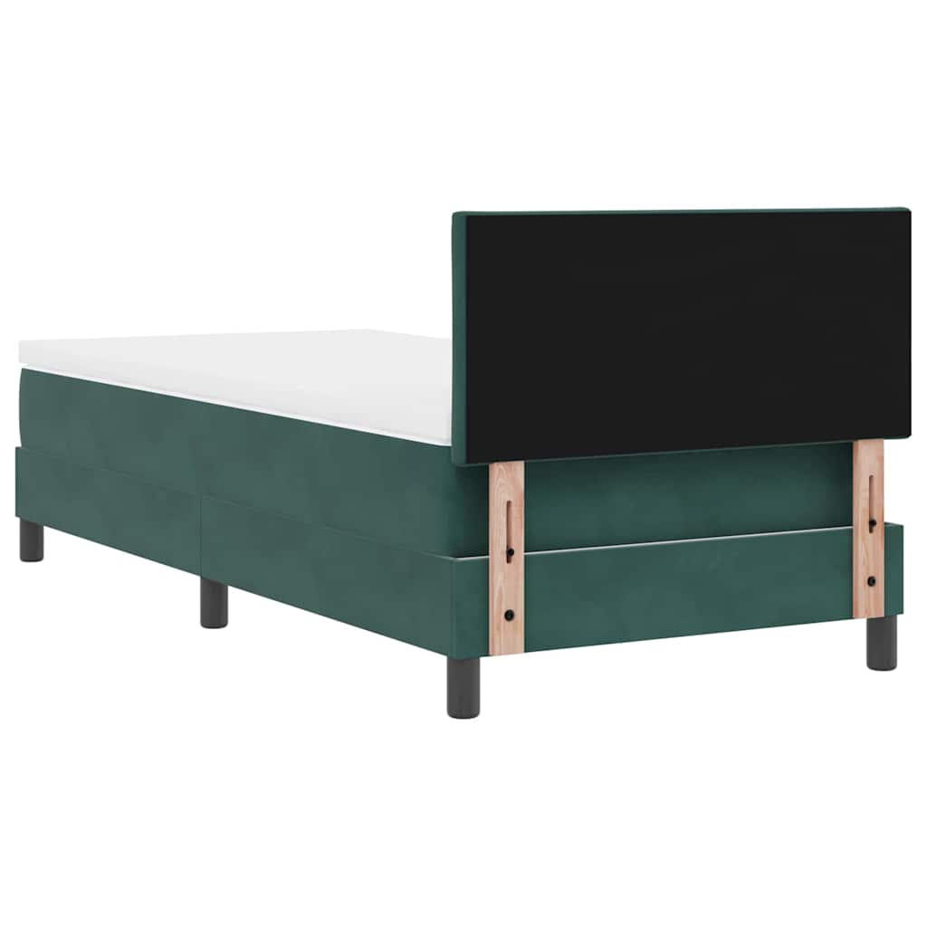 Letto a Sorgente LED Verde Scuro 100 x 200 cm Velluto