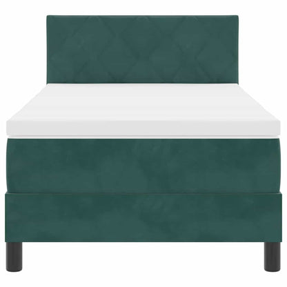 Letto a Sorgente LED Verde Scuro 100 x 200 cm Velluto