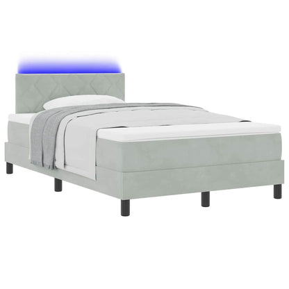 Letto a Sorgente LED Grigio chiaro 120 x 190 cm Velluto | homemem39