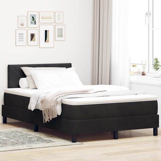 Letto a Sorgente LED con strisce LED Nero 120 x 190 cm Velluto | homemem39