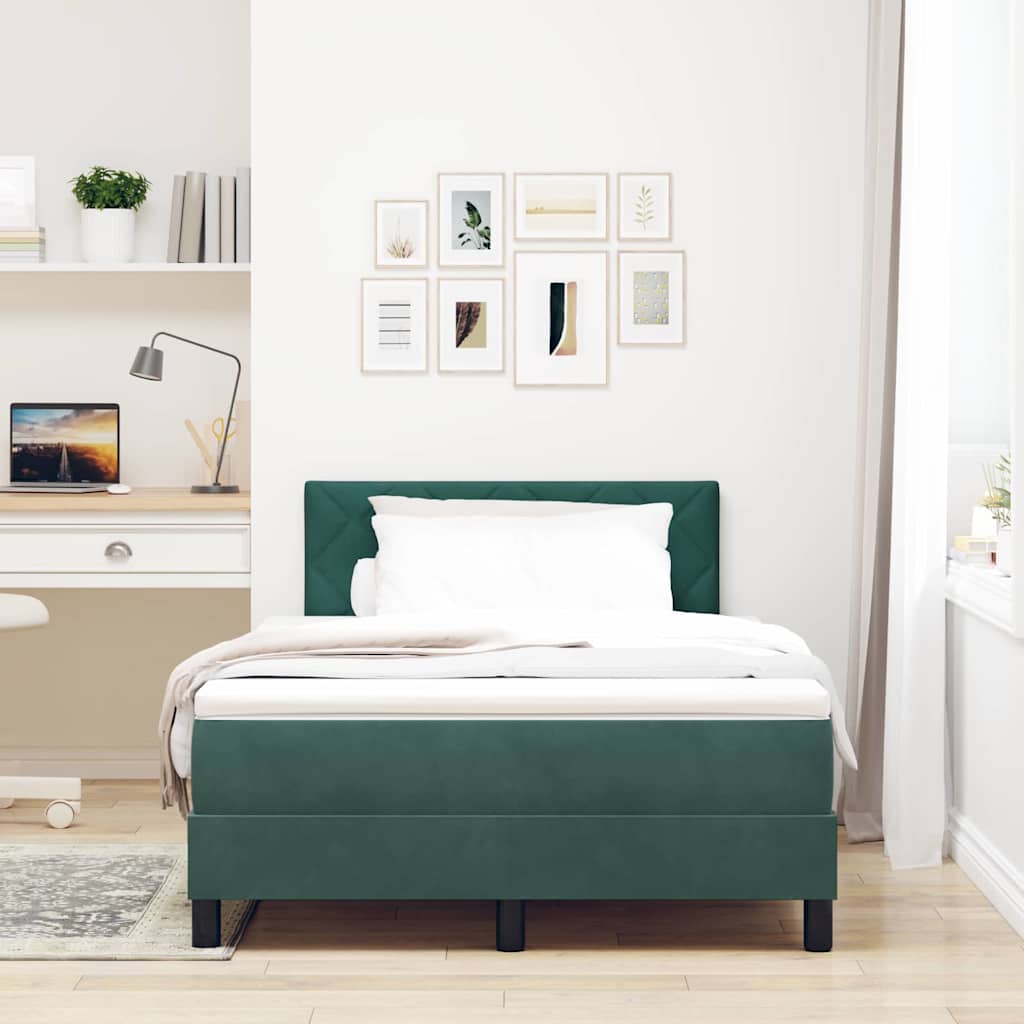 Letto a Sorgente LED Verde Scuro 120 x 190 cm Velluto