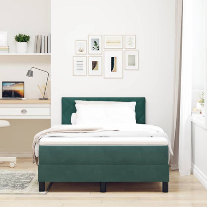 Letto a Sorgente LED Verde Scuro 120 x 190 cm Velluto