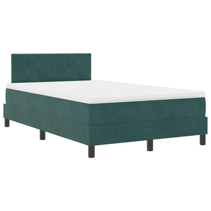 Letto a Sorgente LED Verde Scuro 120 x 190 cm Velluto