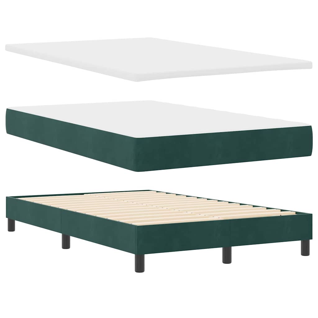 Letto a Sorgente LED Verde Scuro 120 x 190 cm Velluto