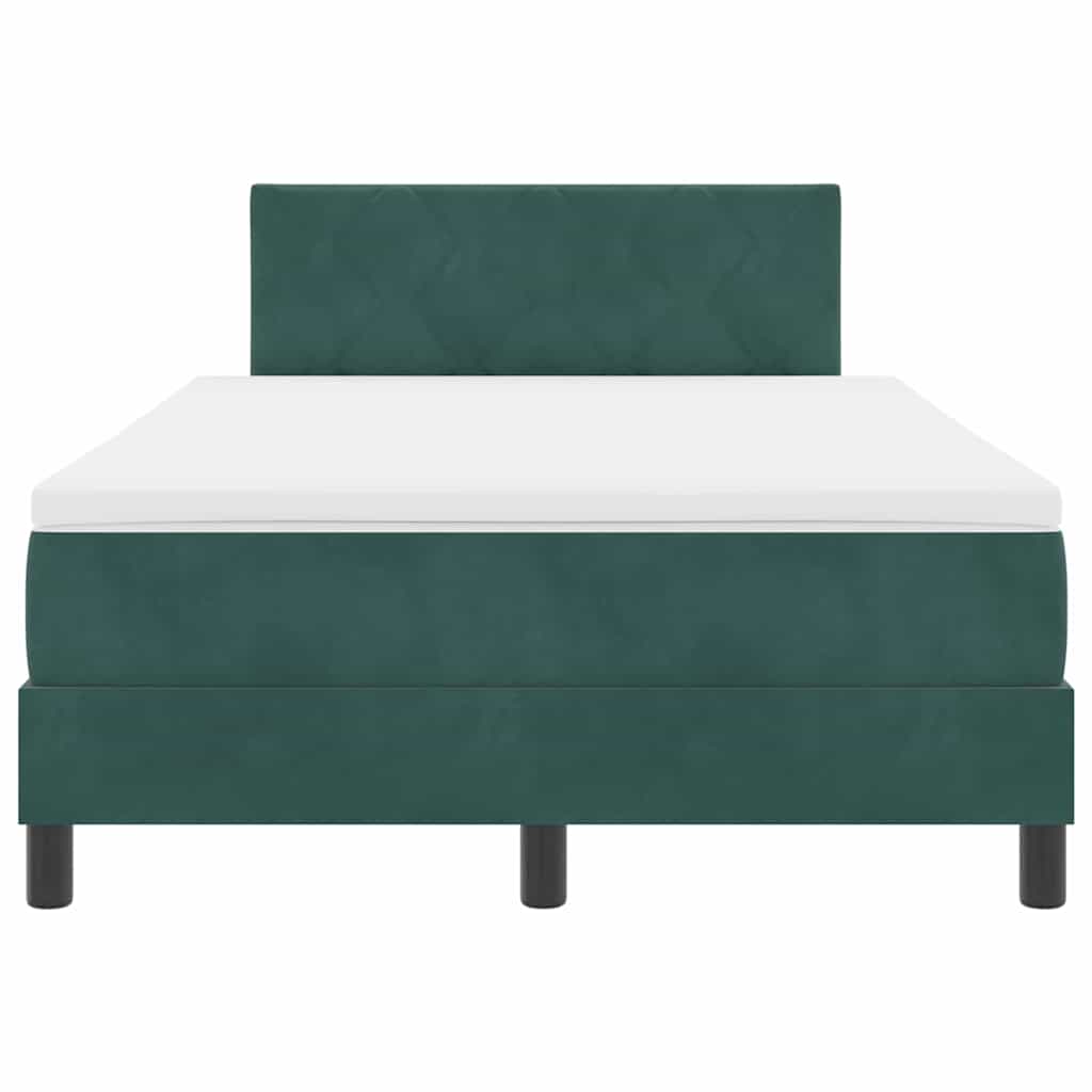 Letto a Sorgente LED Verde Scuro 120 x 190 cm Velluto
