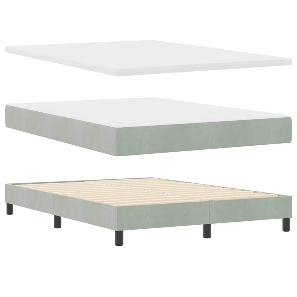 Letto a Sorgente LED Grigio chiaro 140 x 190 cm Velluto