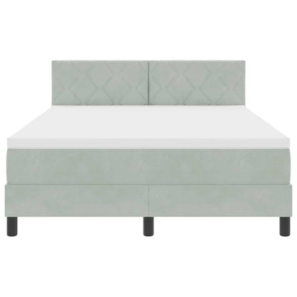 Letto a Sorgente LED Grigio chiaro 140 x 190 cm Velluto