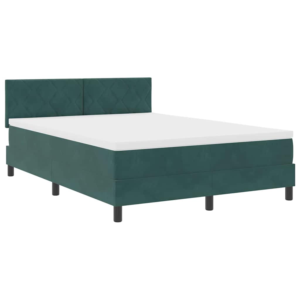 Letto a Sorgente LED con led Verde Scuro 140 x 190 cm Velluto