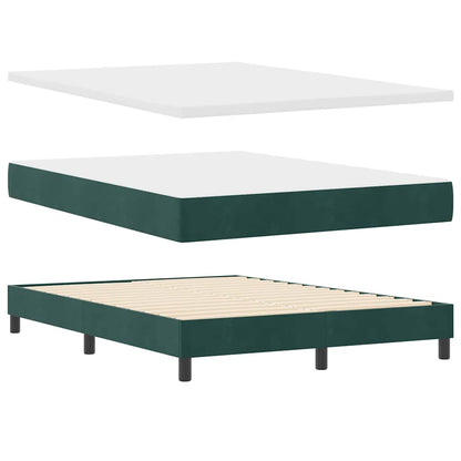 Letto a Sorgente LED con led Verde Scuro 140 x 190 cm Velluto