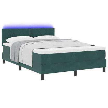 Letto a Sorgente LED con led Verde Scuro 140 x 190 cm Velluto
