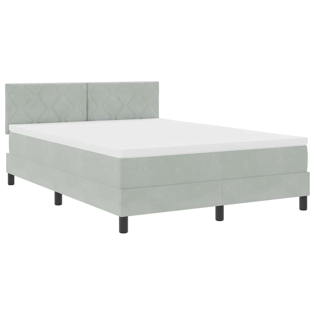 Letto a Sorgente LED Grigio chiaro 140 x 200 cm Velluto