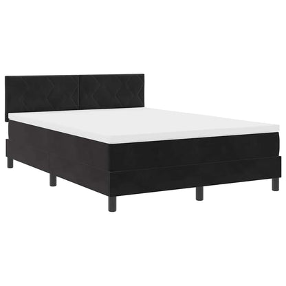 Letto a Sorgente LED con materasso Nero 140 x 200 cm Velluto