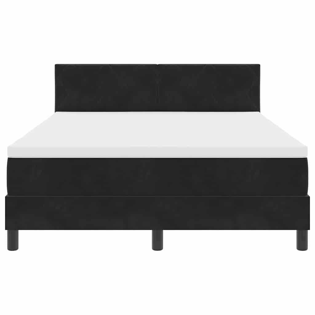 Letto a Sorgente LED con materasso Nero 140 x 200 cm Velluto