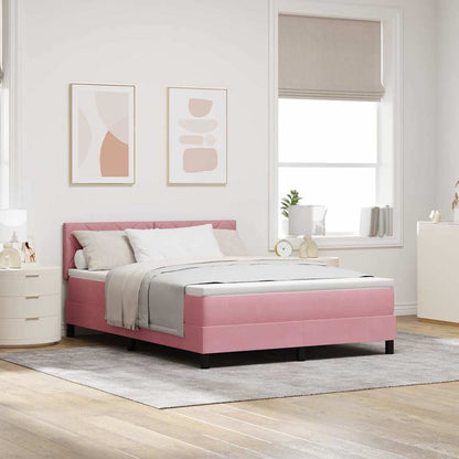 Letto a Sorgente LED con strisce LED Rosa 140 x 200 cm Velluto | homemem39
