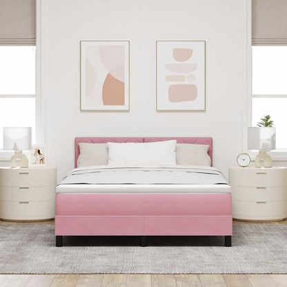 Letto a Sorgente LED con strisce LED Rosa 140 x 200 cm Velluto | homemem39