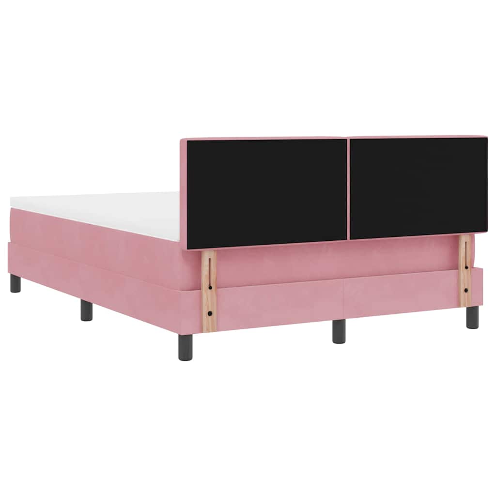 Letto a Sorgente LED con strisce LED Rosa 140 x 200 cm Velluto | homemem39