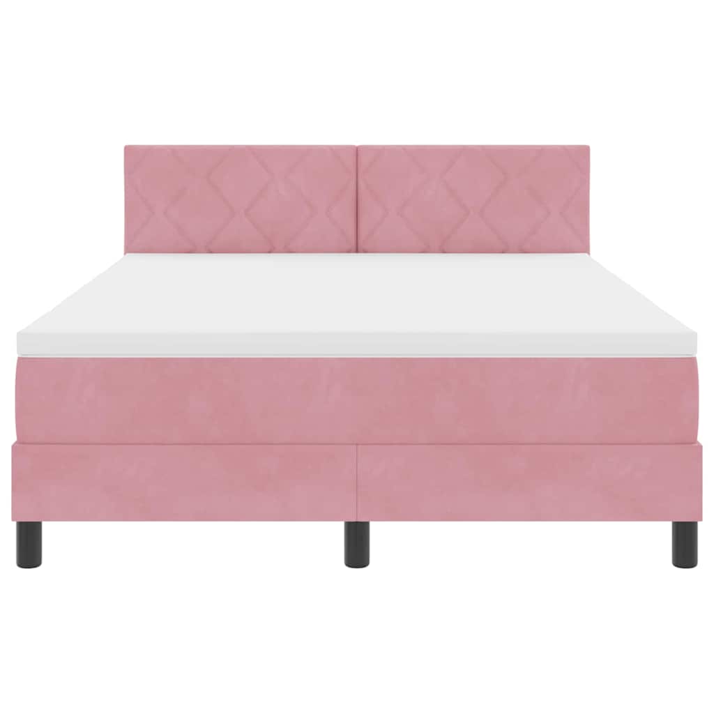 Letto a Sorgente LED con strisce LED Rosa 140 x 200 cm Velluto | homemem39