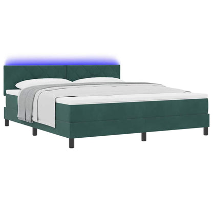 Letto a Sorgente LED con led Verde Scuro 180 x 200 cm Velluto