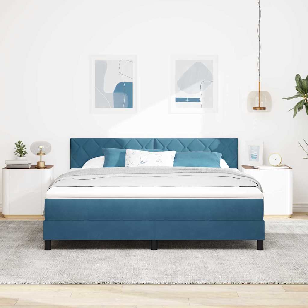 Letto a Sorgente LED Blu Scuro 180 x 200 cm Velluto | homemem39