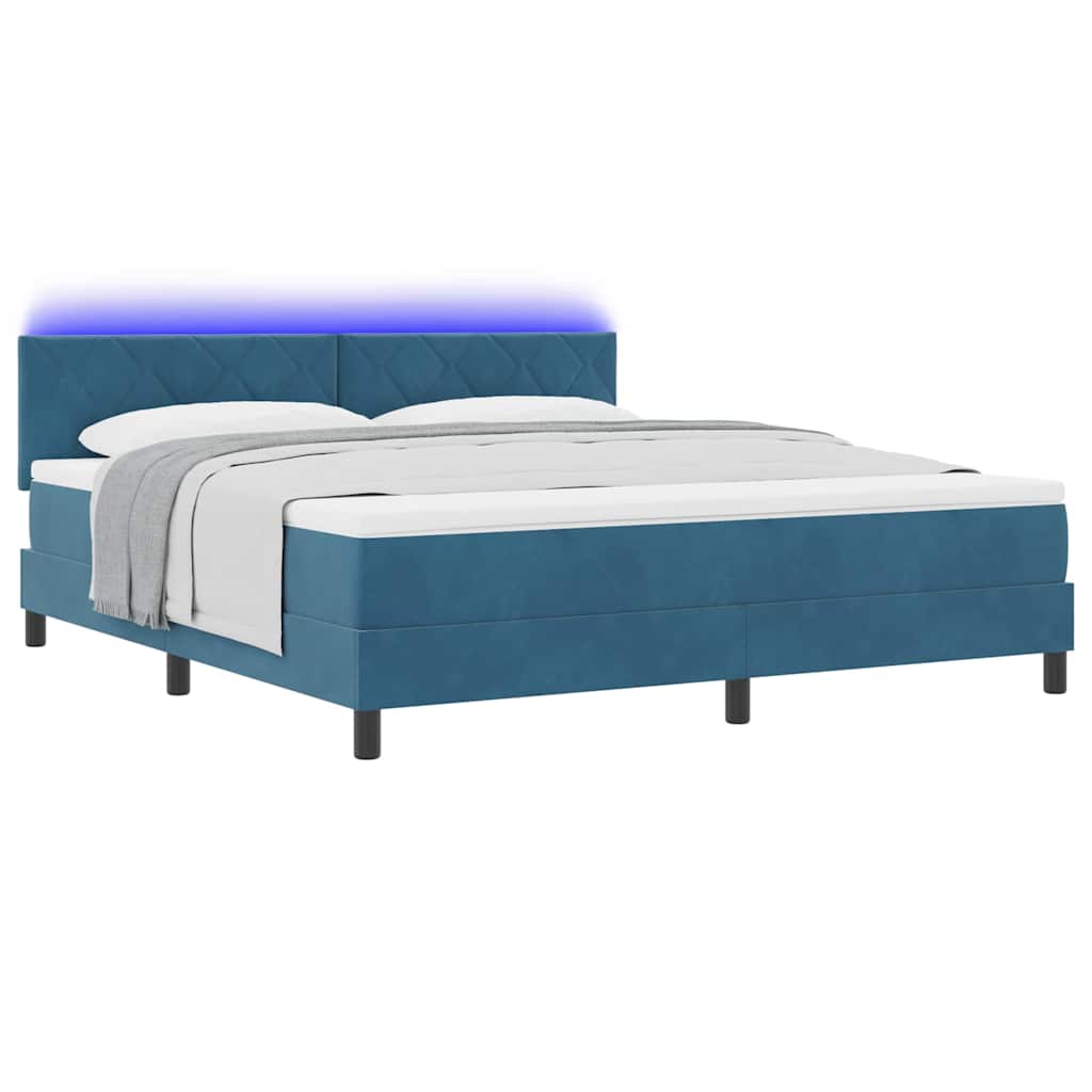 Letto a Sorgente LED Blu Scuro 180 x 200 cm Velluto | homemem39