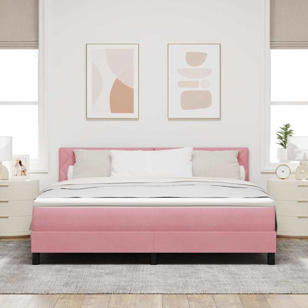 Letto a Sorgente LED con strisce LED Rosa 180 x 200 cm Velluto | homemem39