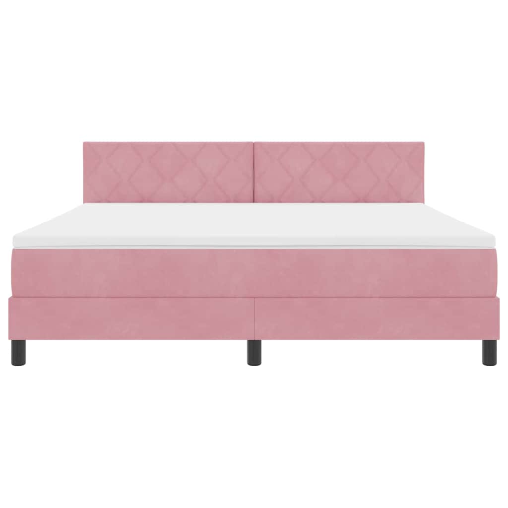 Letto a Sorgente LED con strisce LED Rosa 180 x 200 cm Velluto | homemem39