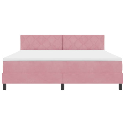 Letto a Sorgente LED con strisce LED Rosa 180 x 200 cm Velluto | homemem39