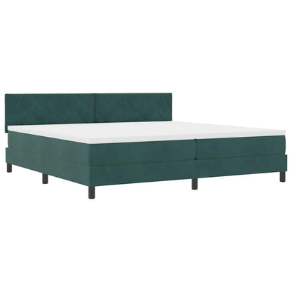 Letto a Sorgente LED Verde Scuro 200 x 200 cm Velluto