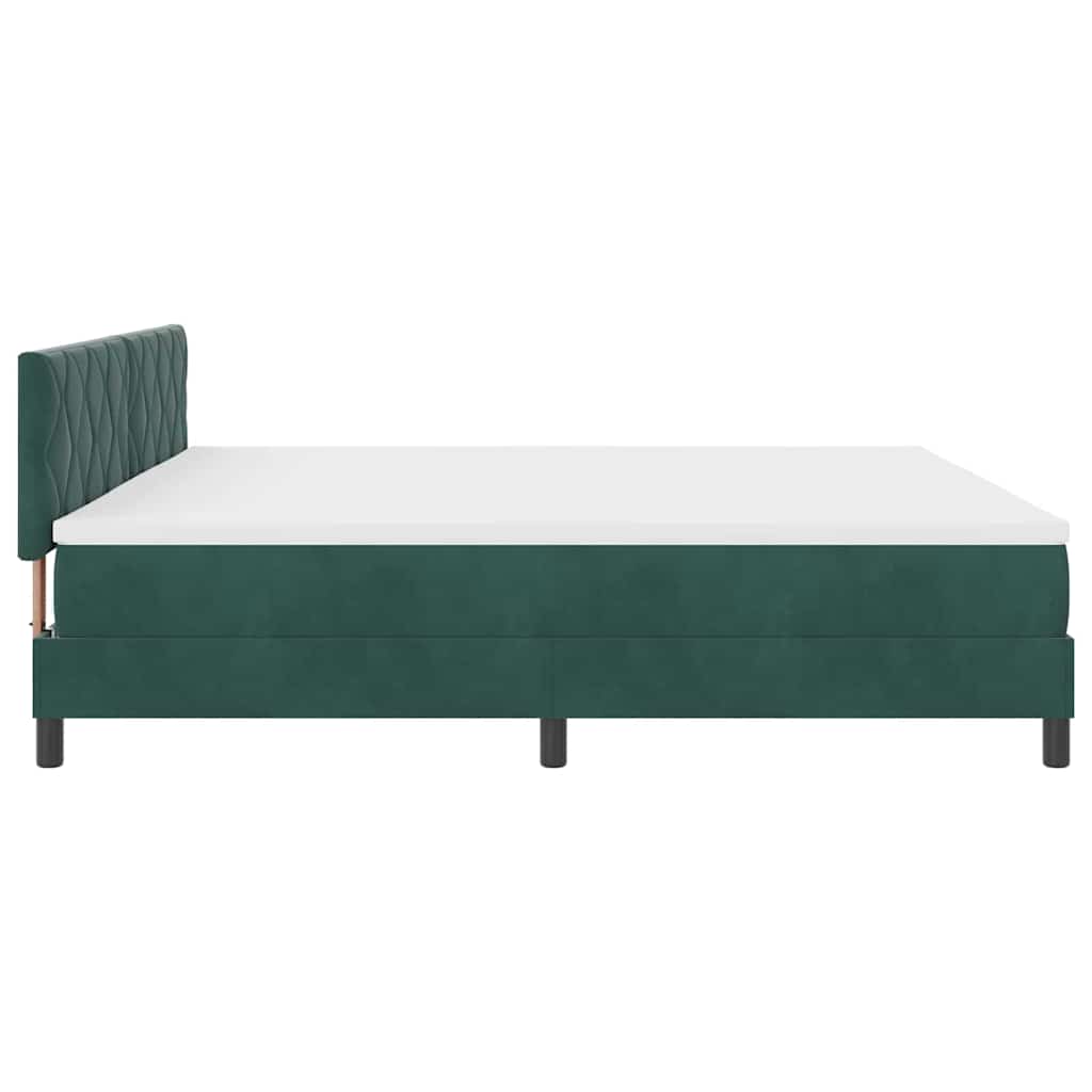 Letto a Sorgente LED Verde Scuro 200 x 200 cm Velluto