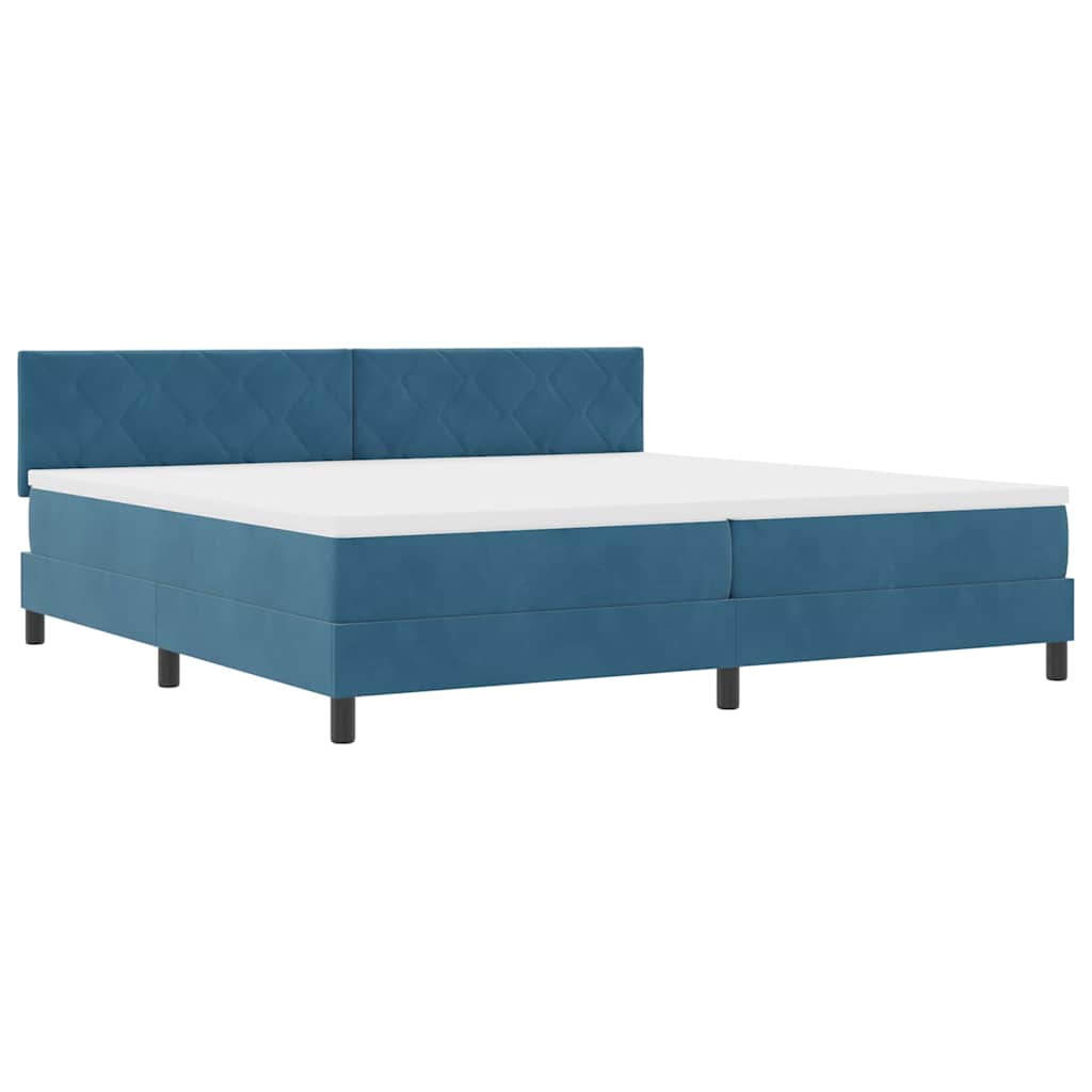 Letto a Sorgente LED Blu Scuro 200 x 200 cm Velluto | homemem39