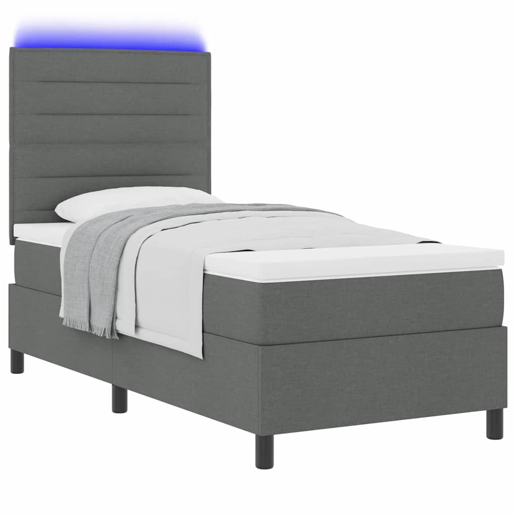 Letto a molle con materasso Grigio scuro 80 x 200 cm Tessuto | homemem39