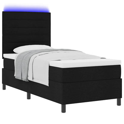 Letto a molle con materasso con led Nero 80 x 200 cm Tessuto