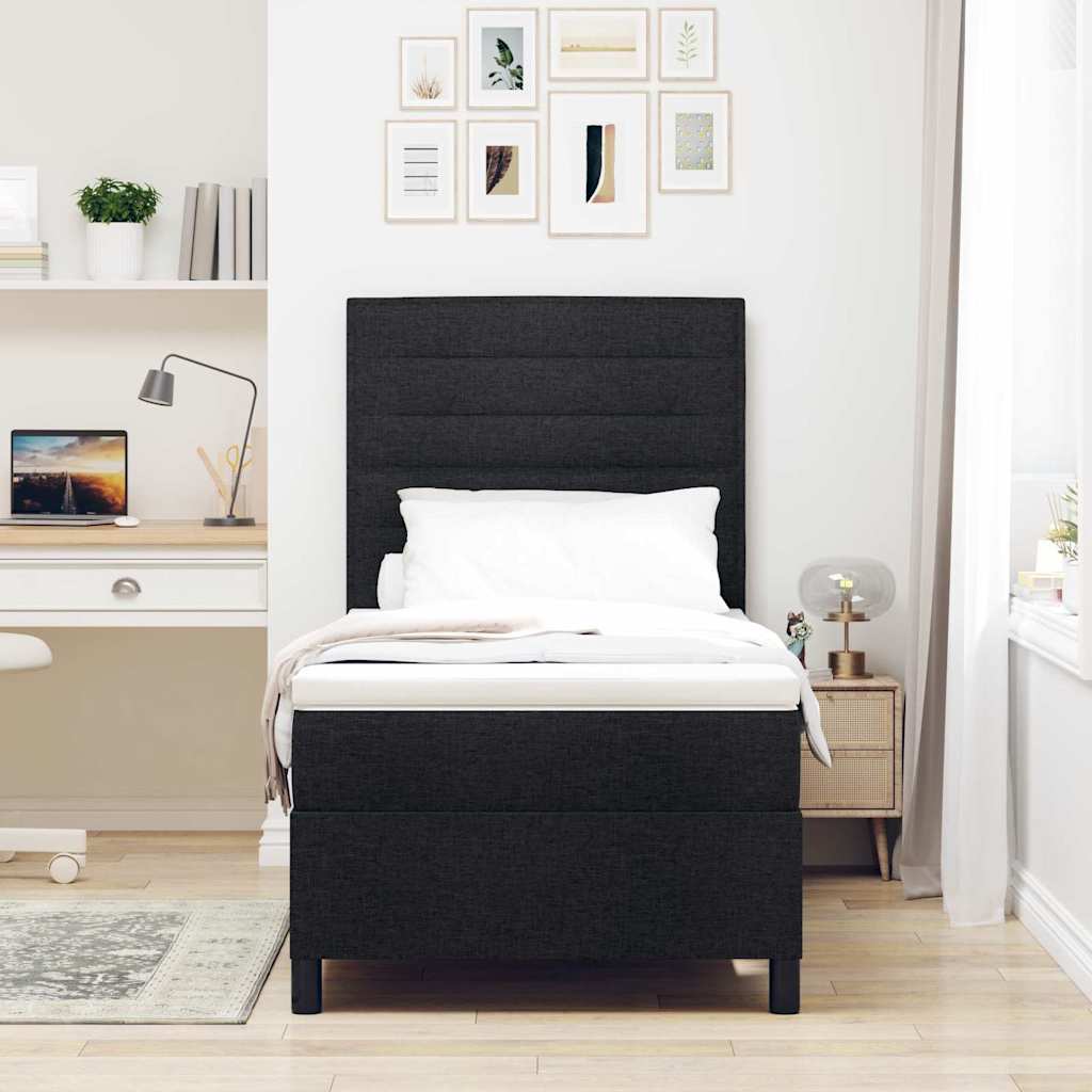 Letto a molle con materasso con led Nero 90 x 190 cm Tessuto | homemem39