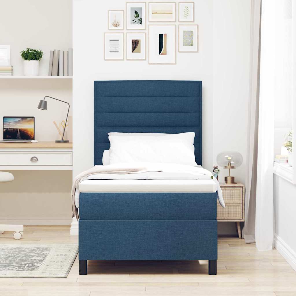 Letto a molle con materasso con led Blu 90 x 190 cm Tessuto | homemem39