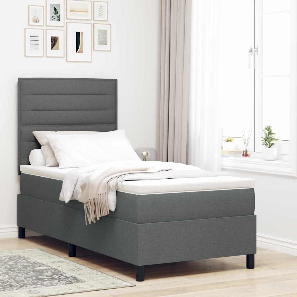Letto a molle con materasso Grigio scuro 90 x 200 cm Tessuto
