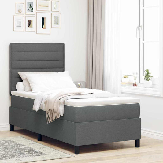 Letto a molle con materasso Grigio scuro 90 x 200 cm Tessuto