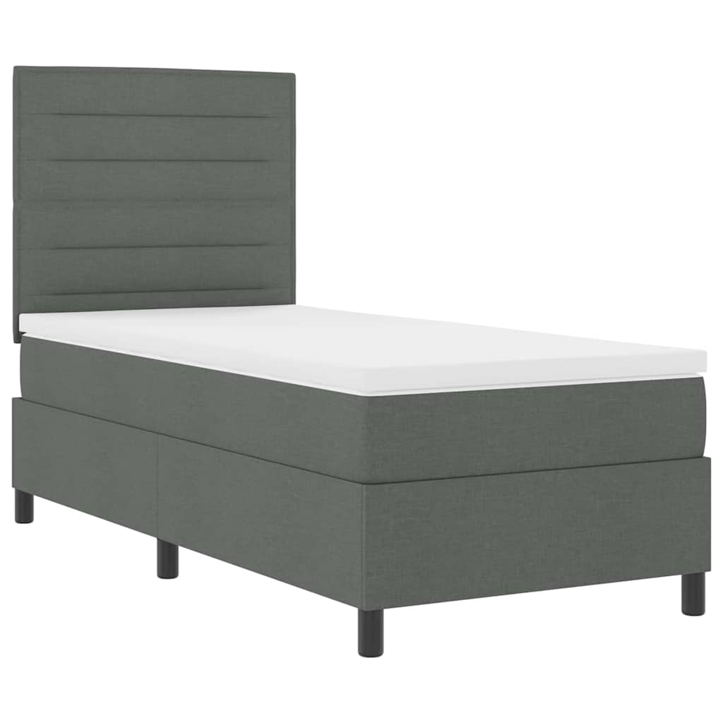 Letto a molle con materasso Grigio scuro 90 x 200 cm Tessuto