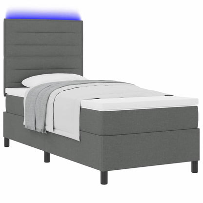 Letto a molle con materasso Grigio scuro 100 x 200 cm Tessuto | homemem39