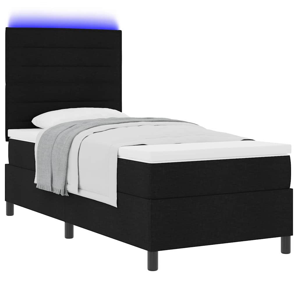 Letto a molle con materasso con led Nero 100 x 200 cm Tessuto | homemem39
