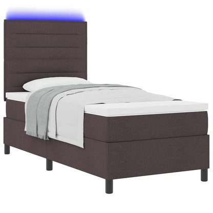 Letto a molle con materasso Marrone scuro 100 x 200 cm Tessuto | homemem39
