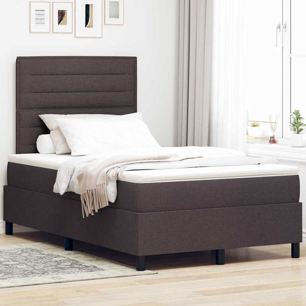 Letto a molle con materasso Marrone scuro 120 x 190 cm Tessuto | homemem39
