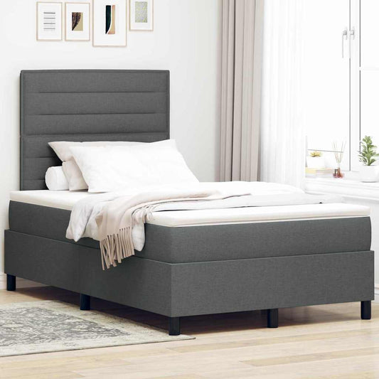 Letto a molle con materasso Grigio scuro 120 x 200 cm Tessuto | homemem39