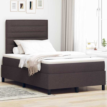 Letto a molle con materasso Marrone scuro 120 x 200 cm Tessuto | homemem39