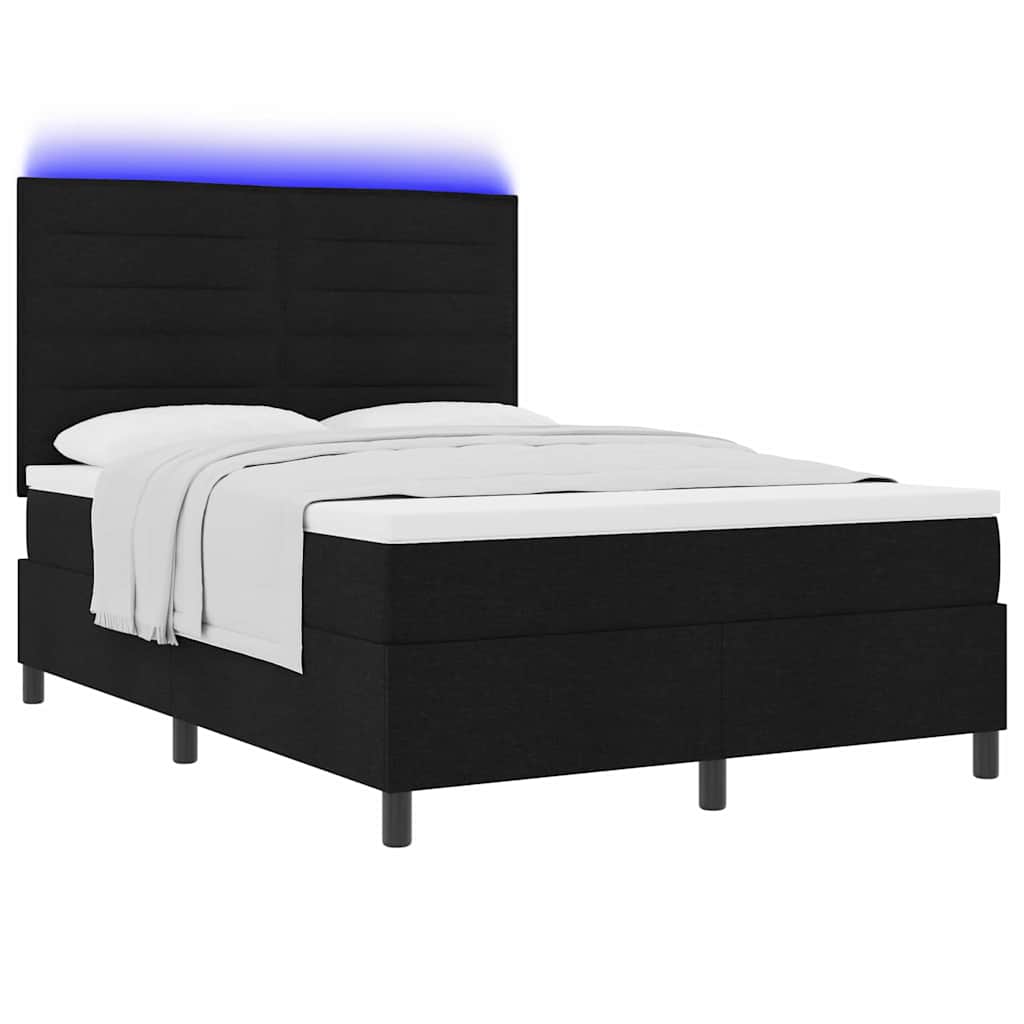 Letto a molle con materasso con led Nero 140 x 190 cm Tessuto | homemem39